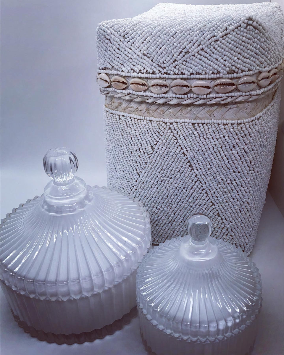 BEADED SHELL STORAGE BOX White Olive Homewares